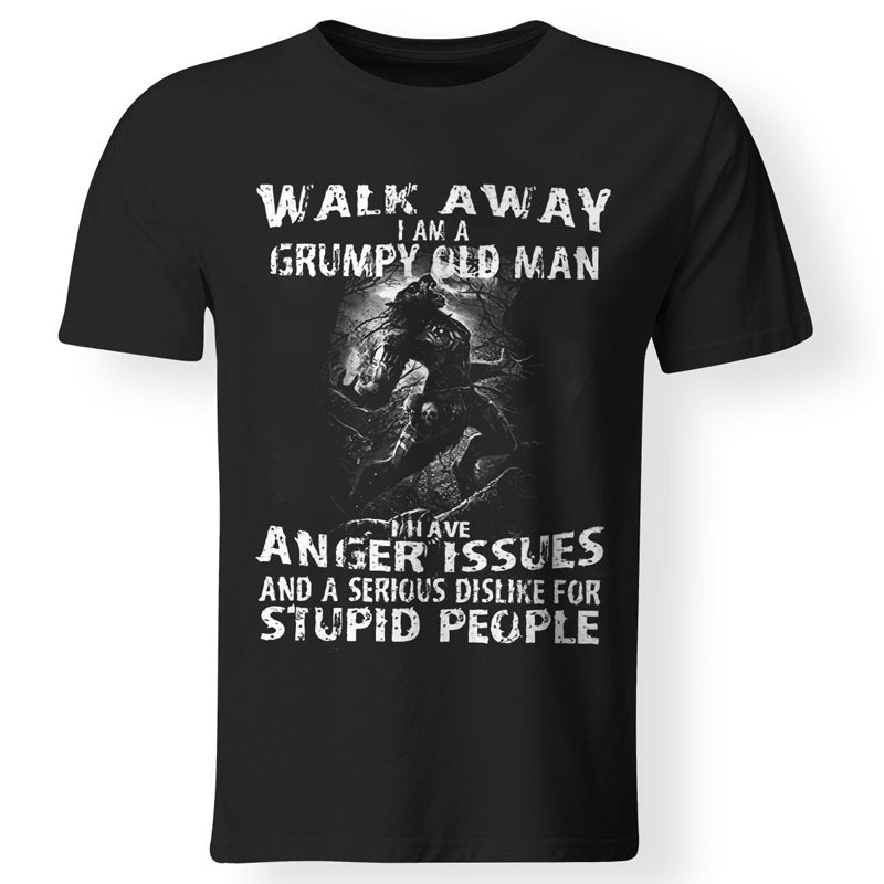 Vikings Walk Away I Am A Grumpy Old Man Printed Men's T-shirt
