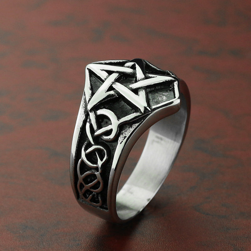 Titanium Steel Five-pointed Star Geometric Ring